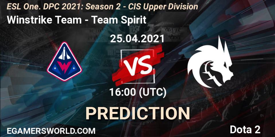 Pronóstico Winstrike Team - Team Spirit. 25.04.21, Dota 2, ESL One. DPC 2021: Season 2 - CIS Upper Division