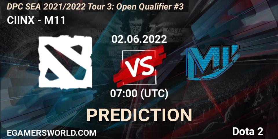 Pronóstico CIINX - M11. 02.06.2022 at 07:00, Dota 2, DPC SEA 2021/2022 Tour 3: Open Qualifier #3