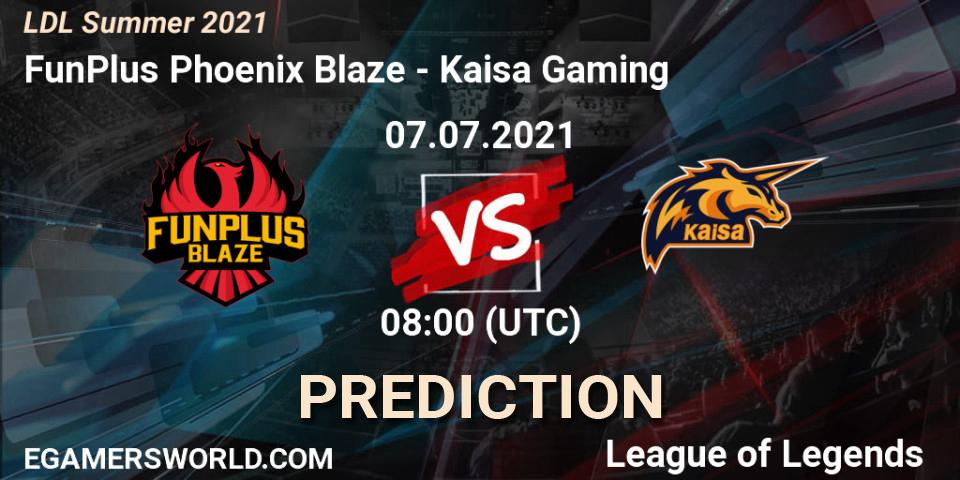 Pronóstico FunPlus Phoenix Blaze - Kaisa Gaming. 07.07.2021 at 09:00, LoL, LDL Summer 2021