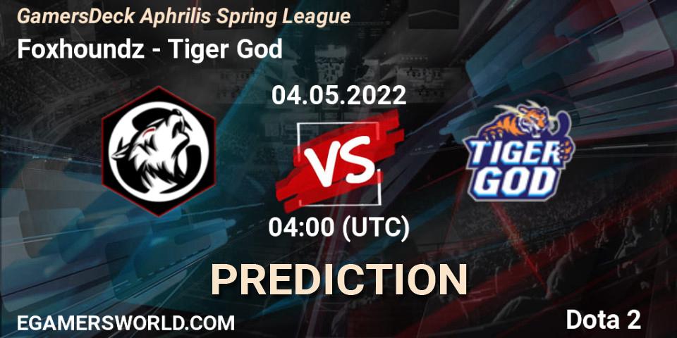 Pronóstico Foxhoundz - Tiger God. 04.05.2022 at 04:00, Dota 2, GamersDeck Aphrilis Spring League
