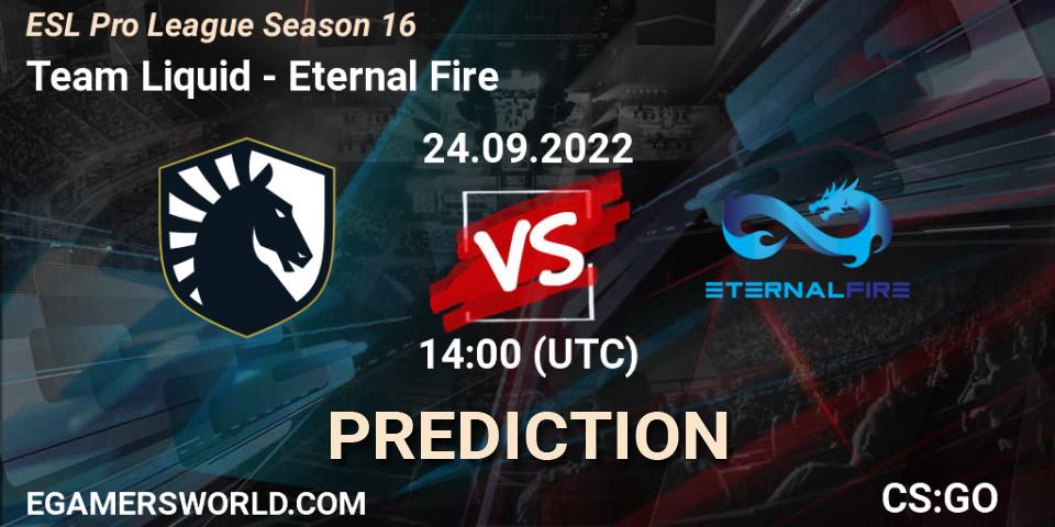 Pronóstico Team Liquid - Eternal Fire. 24.09.2022 at 14:00, Counter-Strike (CS2), ESL Pro League Season 16