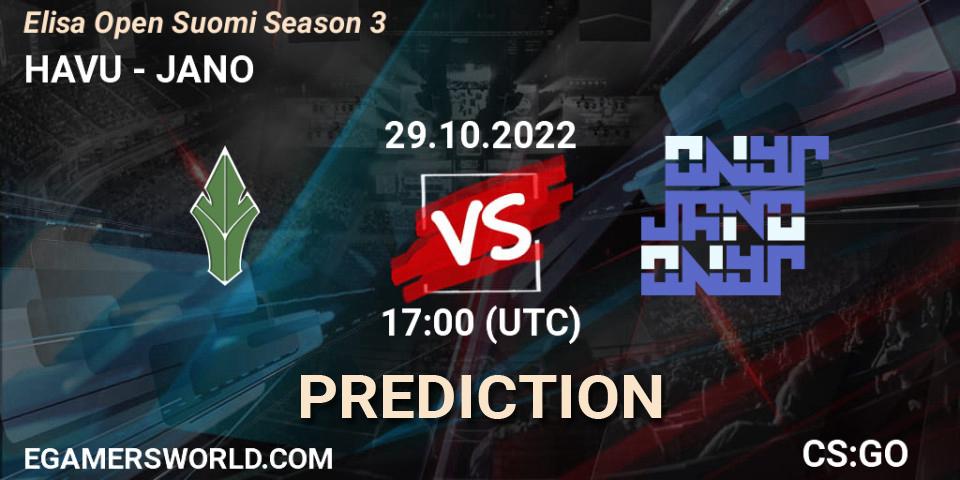 Pronóstico HAVU - JANO. 29.10.2022 at 17:00, Counter-Strike (CS2), Elisa Open Suomi Season 3