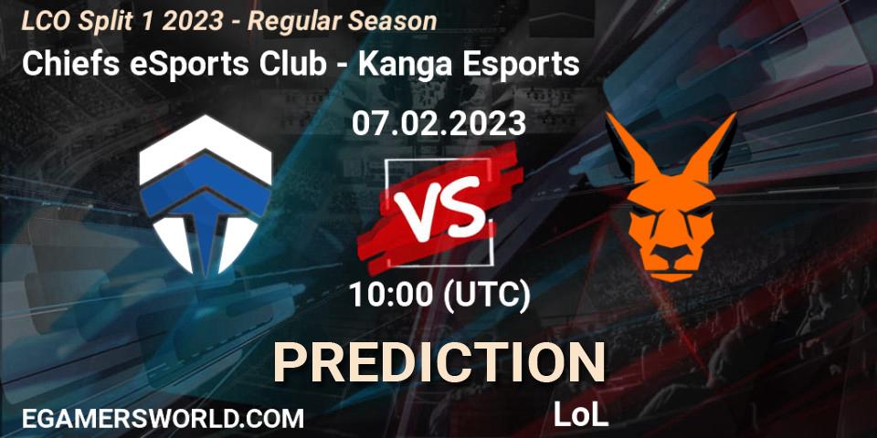 Pronóstico Chiefs eSports Club - Kanga Esports. 07.02.23, LoL, LCO Split 1 2023 - Regular Season