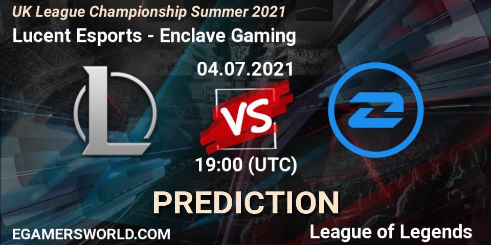 Pronóstico Lucent Esports - Enclave Gaming. 04.07.2021 at 19:00, LoL, UK League Championship Summer 2021