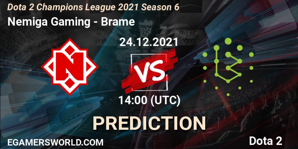 Pronóstico Nemiga Gaming - Brame. 24.12.2021 at 14:29, Dota 2, Dota 2 Champions League 2021 Season 6