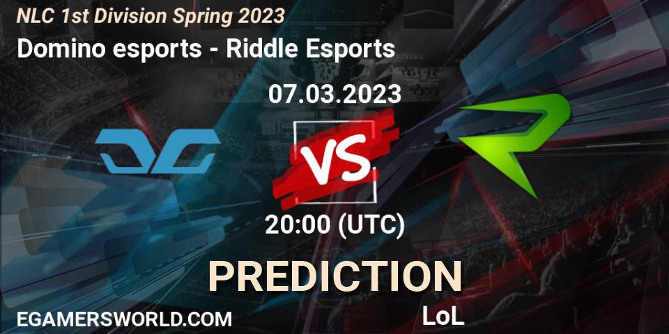 Pronóstico Domino esports - Riddle Esports. 08.02.23, LoL, NLC 1st Division Spring 2023