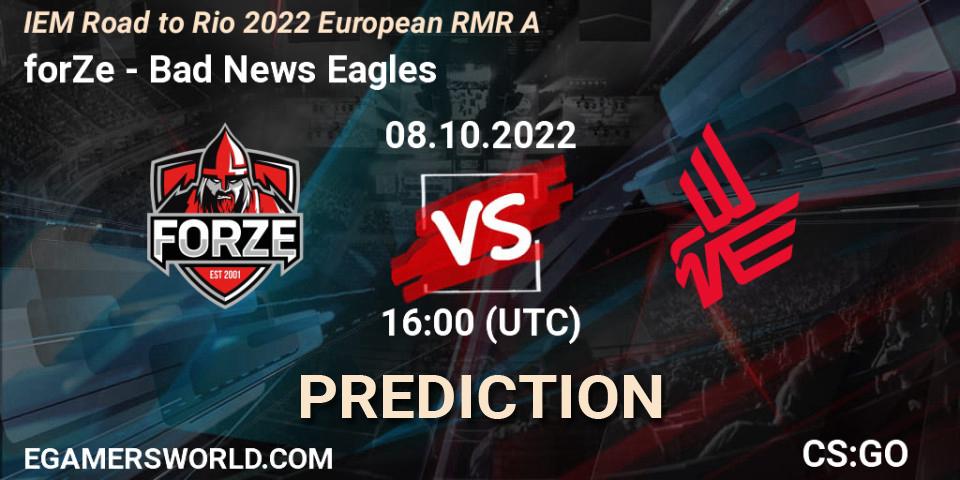 Pronóstico forZe - Bad News Eagles. 08.10.2022 at 17:00, Counter-Strike (CS2), IEM Road to Rio 2022 European RMR A
