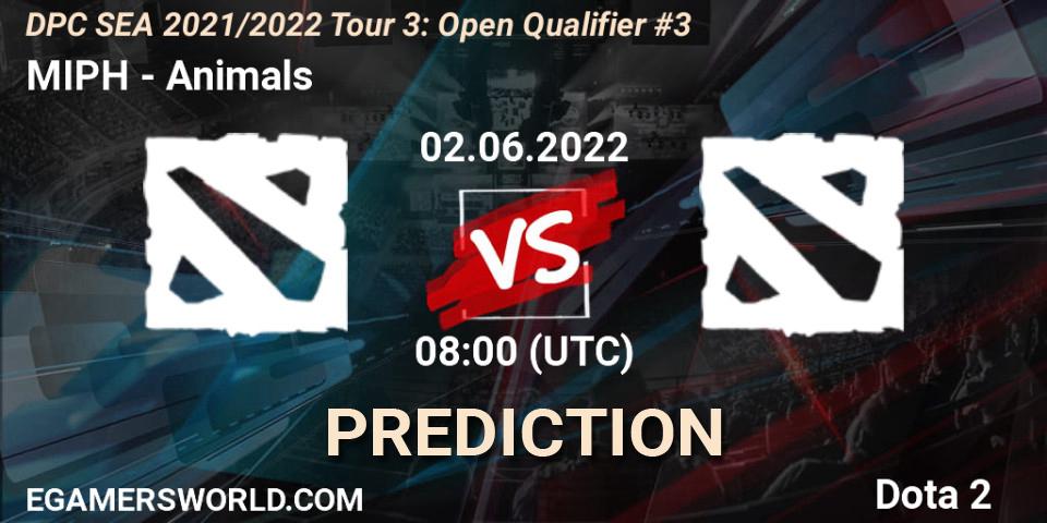Pronóstico MIPH - Animals. 02.06.2022 at 08:00, Dota 2, DPC SEA 2021/2022 Tour 3: Open Qualifier #3