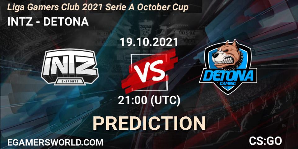 Pronóstico INTZ - DETONA. 19.10.2021 at 23:30, Counter-Strike (CS2), Liga Gamers Club 2021 Serie A October Cup
