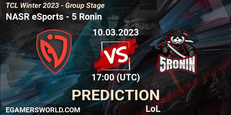 Pronóstico NASR eSports - 5 Ronin. 17.03.2023 at 17:00, LoL, TCL Winter 2023 - Group Stage