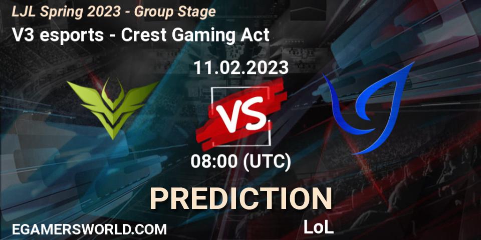 Pronóstico V3 esports - Crest Gaming Act. 11.02.23, LoL, LJL Spring 2023 - Group Stage