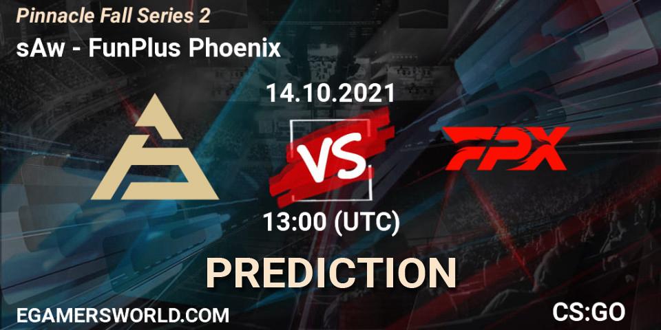Pronóstico sAw - FunPlus Phoenix. 14.10.2021 at 13:30, Counter-Strike (CS2), Pinnacle Fall Series #2