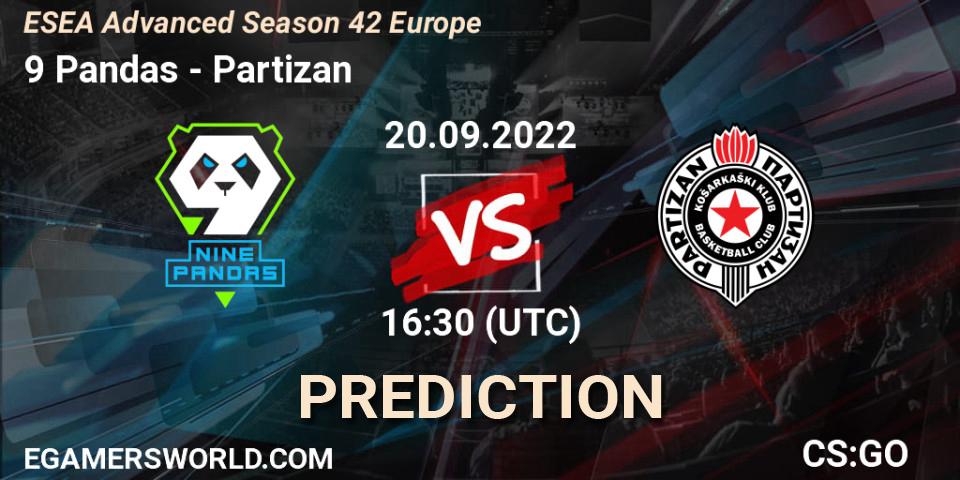 Pronóstico 9 Pandas - Partizan. 20.09.2022 at 16:30, Counter-Strike (CS2), ESEA Season 42: Advanced Division - Europe