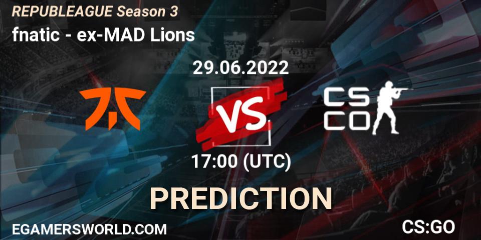 Pronóstico fnatic - ex-MAD Lions. 29.06.2022 at 17:00, Counter-Strike (CS2), REPUBLEAGUE Season 3