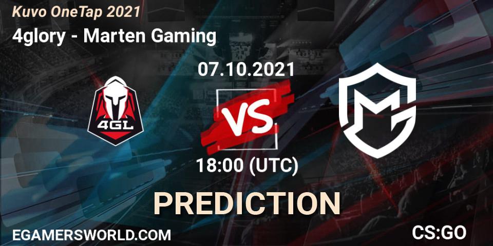 Pronóstico 4glory - Marten Gaming. 07.10.2021 at 18:30, Counter-Strike (CS2), Kuvo OneTap 2021