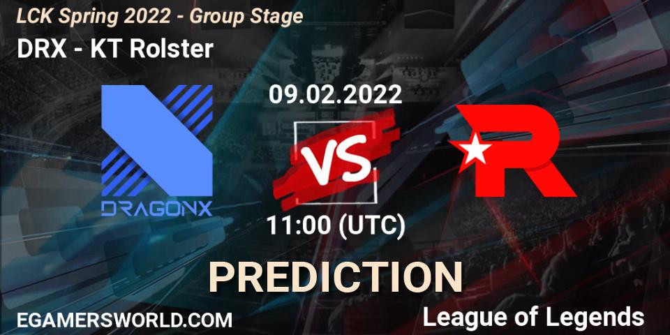 Pronóstico DRX - KT Rolster. 09.02.2022 at 11:30, LoL, LCK Spring 2022 - Group Stage