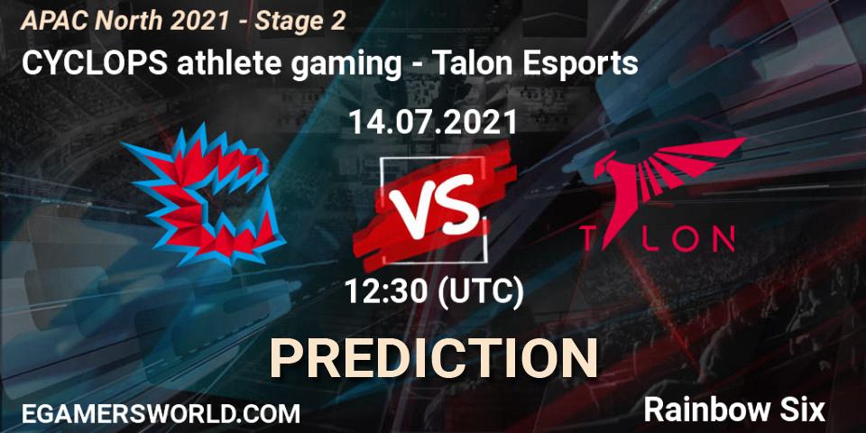 Pronóstico CYCLOPS athlete gaming - Talon Esports. 14.07.2021 at 12:30, Rainbow Six, APAC North 2021 - Stage 2