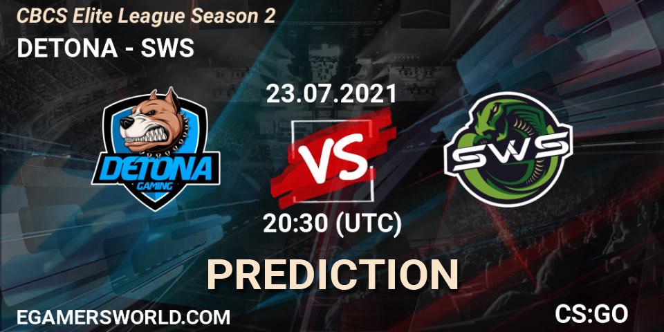 Pronóstico DETONA - SWS. 23.07.2021 at 20:45, Counter-Strike (CS2), CBCS Elite League Season 2