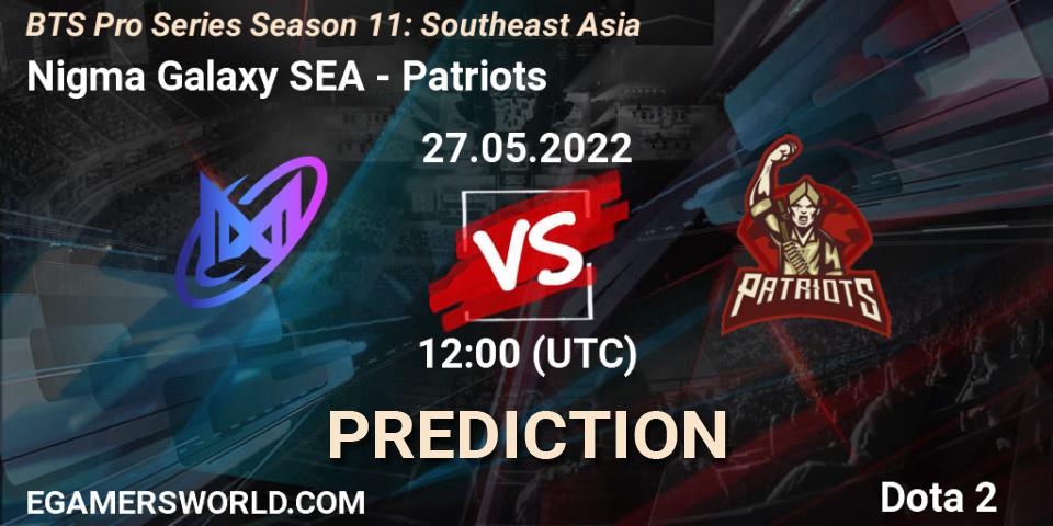 Pronóstico Nigma Galaxy SEA - Patriots. 30.05.2022 at 12:00, Dota 2, BTS Pro Series Season 11: Southeast Asia