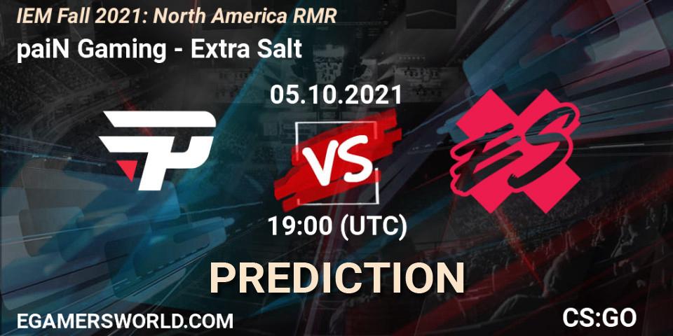 Pronóstico paiN Gaming - Extra Salt. 05.10.2021 at 19:00, Counter-Strike (CS2), IEM Fall 2021: North America RMR