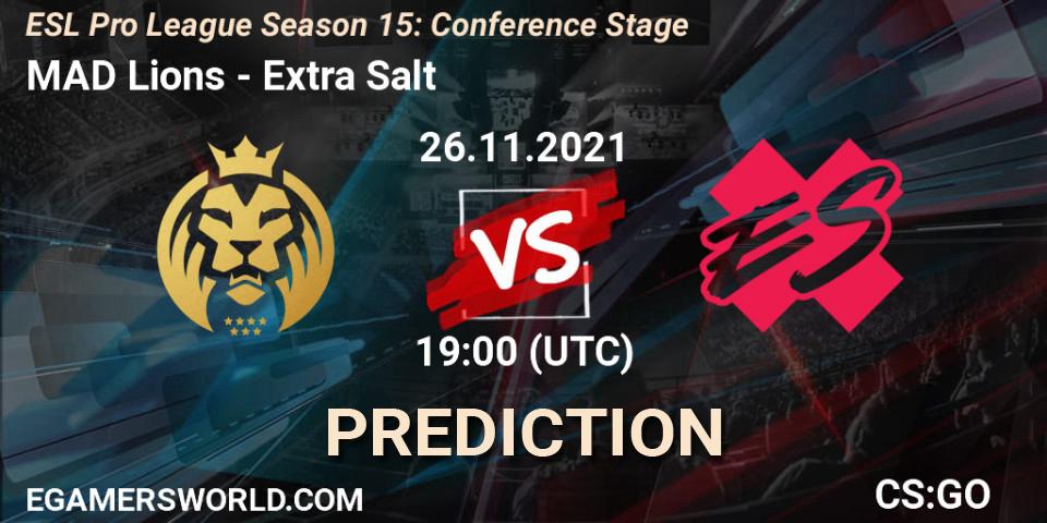 Pronóstico MAD Lions - Extra Salt. 26.11.2021 at 20:25, Counter-Strike (CS2), ESL Pro League Season 15: Conference Stage