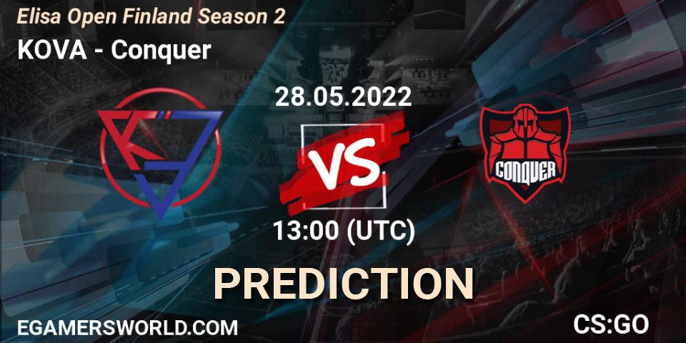 Pronóstico KOVA - Conquer. 28.05.2022 at 13:00, Counter-Strike (CS2), Elisa Open Finland Season 2