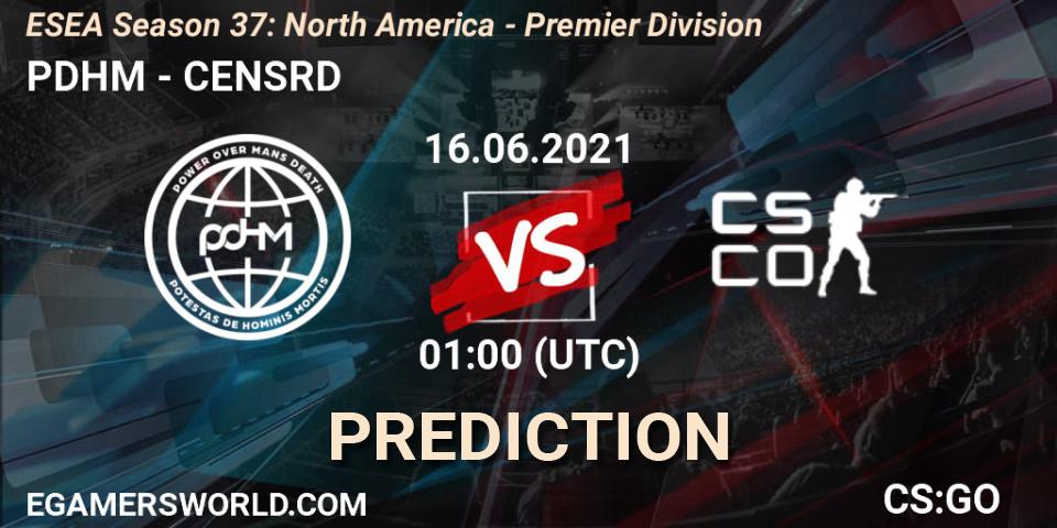Pronóstico PDHM - CENSRD. 16.06.2021 at 01:00, Counter-Strike (CS2), ESEA Season 37: North America - Premier Division