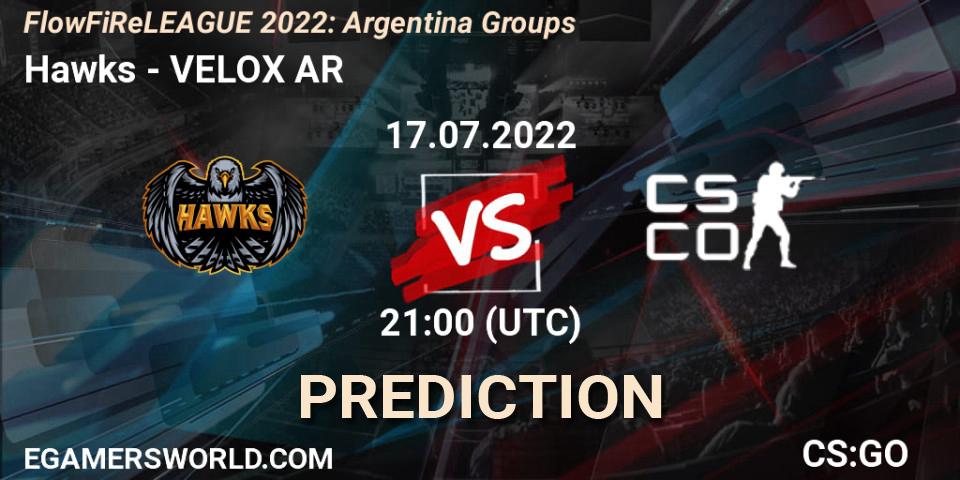 Pronóstico Hawks - VELOX Argentina. 18.07.22, CS2 (CS:GO), FlowFiReLEAGUE 2022: Argentina Groups