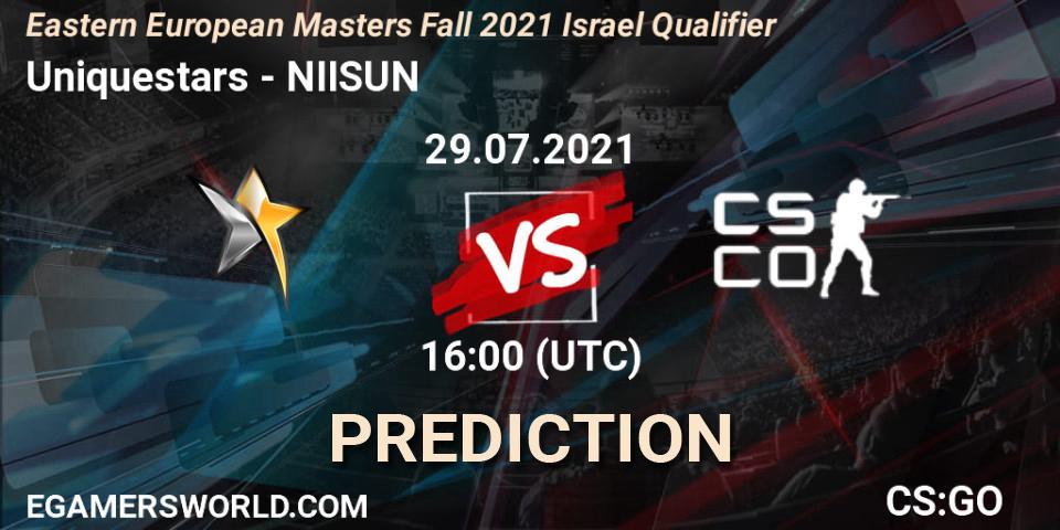 Pronóstico Uniquestars - NIISUN. 29.07.2021 at 16:00, Counter-Strike (CS2), Eastern European Masters Fall 2021 Israel Qualifier