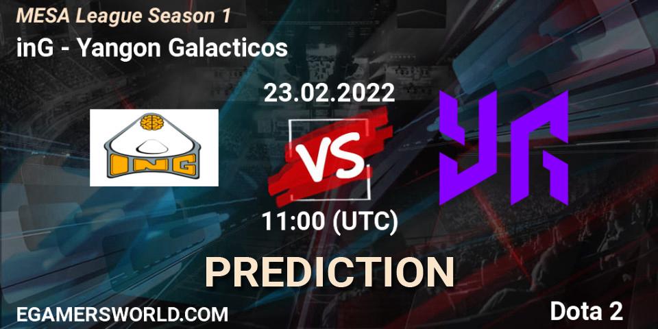 Pronóstico inG - Yangon Galacticos. 23.02.2022 at 11:13, Dota 2, MESA League Season 1