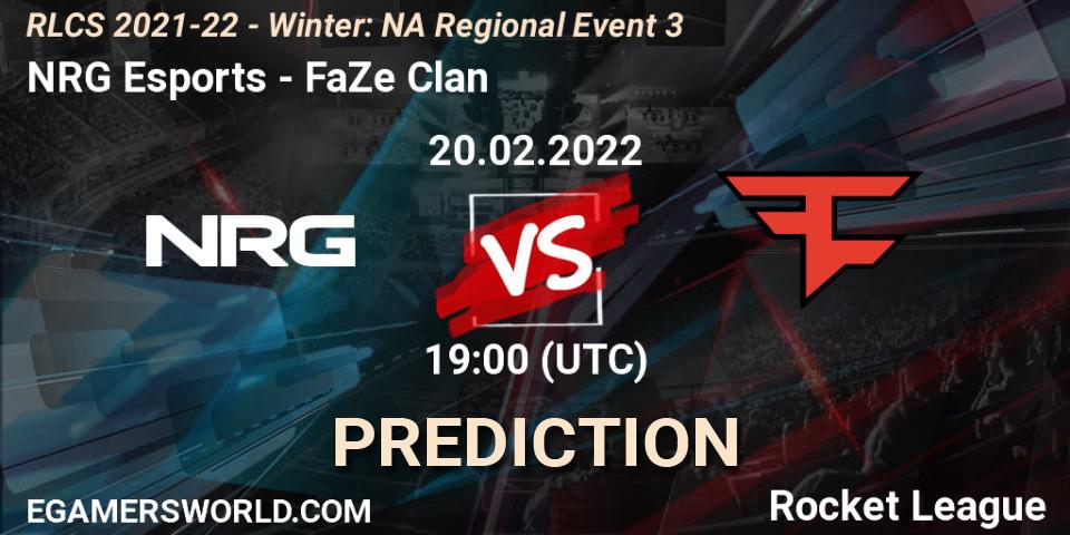 Pronóstico NRG Esports - FaZe Clan. 20.02.2022 at 19:00, Rocket League, RLCS 2021-22 - Winter: NA Regional Event 3