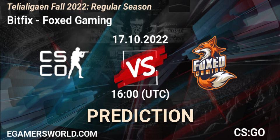 Pronóstico Bitfix - Foxed Gaming. 17.10.2022 at 16:00, Counter-Strike (CS2), Telialigaen Fall 2022: Regular Season