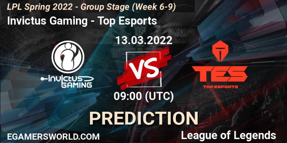 Pronóstico Invictus Gaming - Top Esports. 13.03.22, LoL, LPL Spring 2022 - Group Stage (Week 6-9)