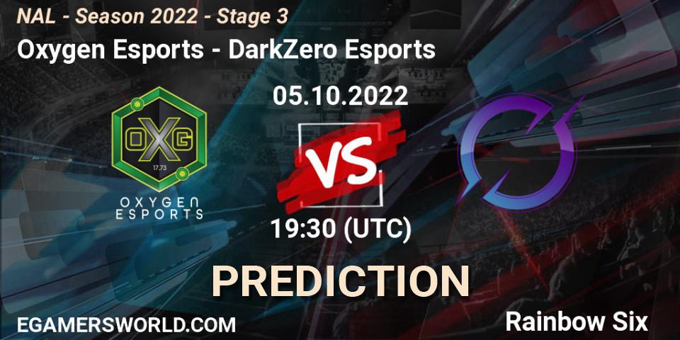 Pronóstico Oxygen Esports - DarkZero Esports. 05.10.2022 at 19:30, Rainbow Six, NAL - Season 2022 - Stage 3