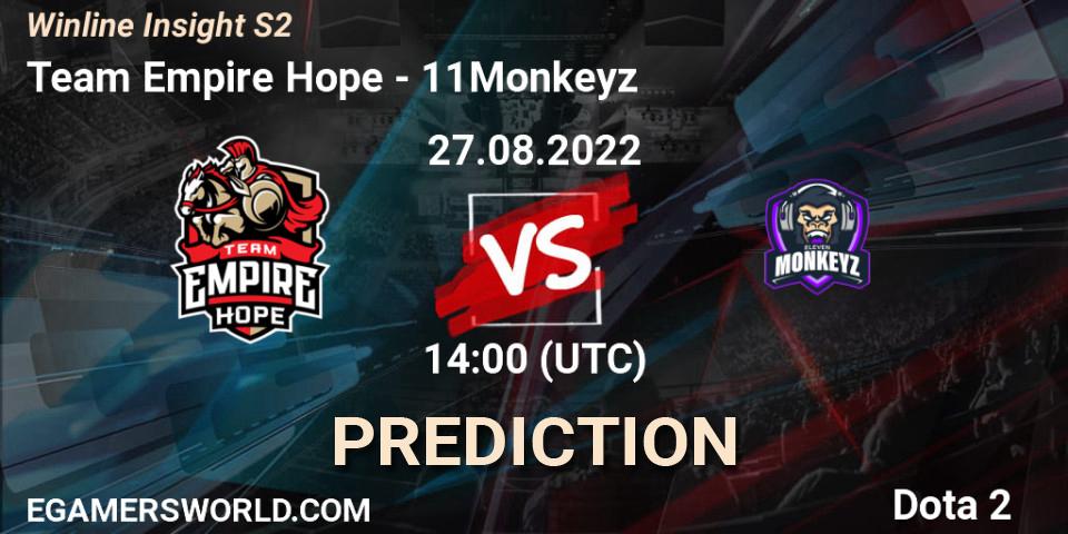 Pronóstico Team Empire Hope - 11Monkeyz. 27.08.22, Dota 2, Winline Insight S2