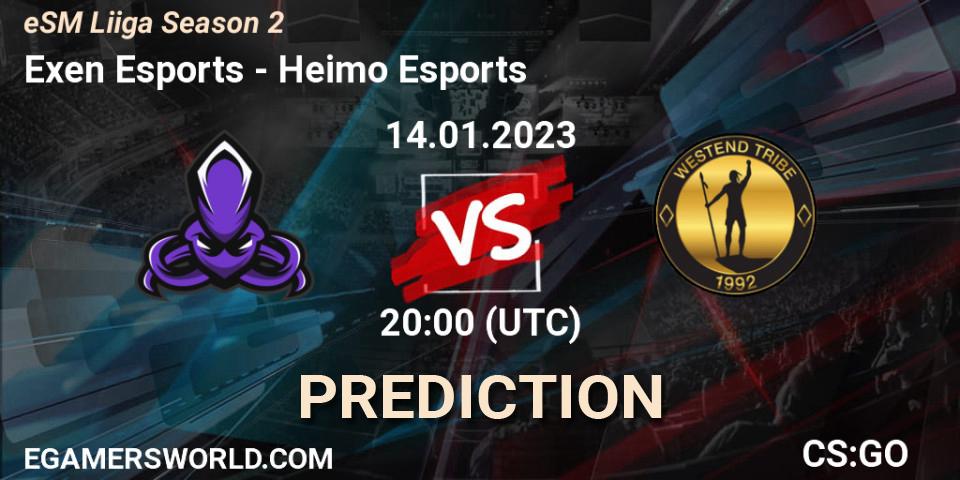 Pronóstico Exen Esports - Heimo Esports. 14.01.2023 at 16:00, Counter-Strike (CS2), eSM League Season 2