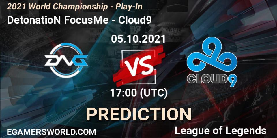 Pronóstico DetonatioN FocusMe - Cloud9. 05.10.2021 at 17:30, LoL, 2021 World Championship - Play-In