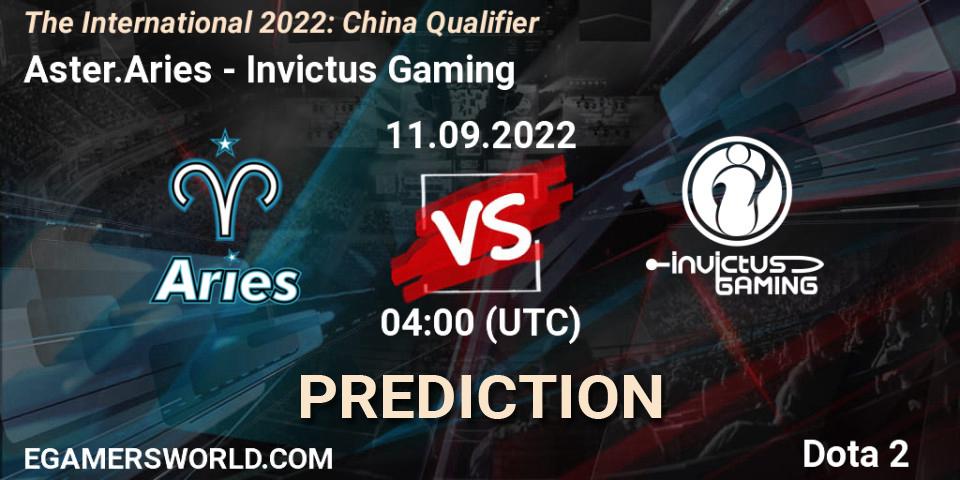 Pronóstico Aster.Aries - Invictus Gaming. 11.09.22, Dota 2, The International 2022: China Qualifier