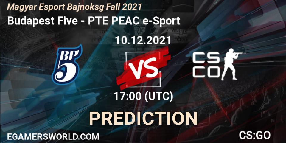 Pronóstico Budapest Five - PTE PEAC e-Sport. 10.12.2021 at 17:00, Counter-Strike (CS2), Magyar Esport Bajnokság Fall 2021