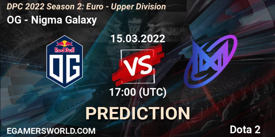Pronóstico OG - Nigma Galaxy. 15.03.22, Dota 2, DPC 2021/2022 Tour 2 (Season 2): WEU (Euro) Divison I (Upper) - DreamLeague Season 17