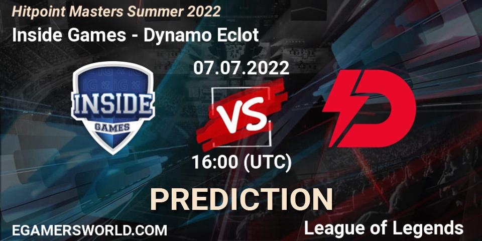 Pronóstico Inside Games - Dynamo Eclot. 07.07.2022 at 16:00, LoL, Hitpoint Masters Summer 2022