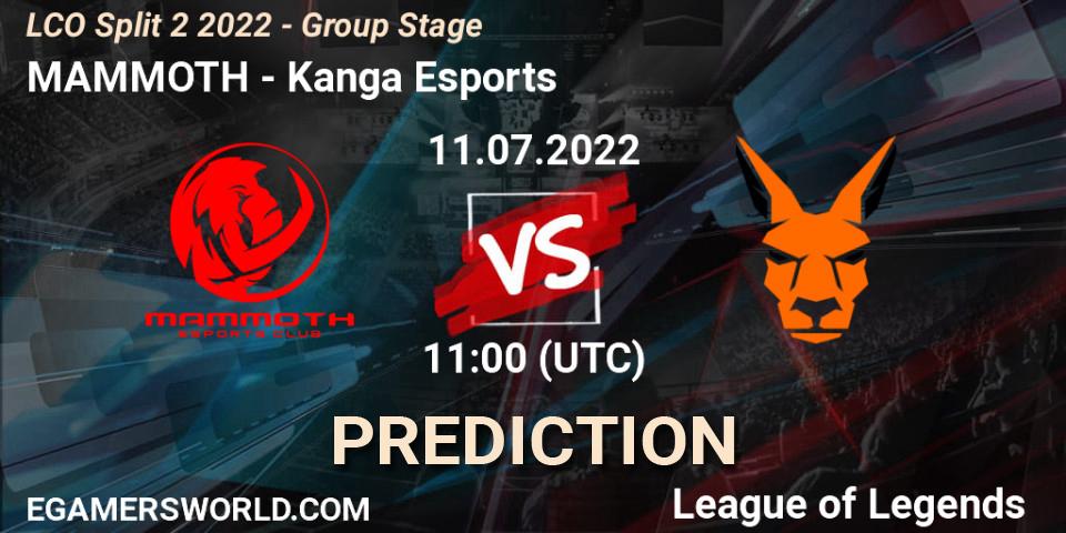 Pronóstico MAMMOTH - Kanga Esports. 11.07.2022 at 11:00, LoL, LCO Split 2 2022 - Group Stage