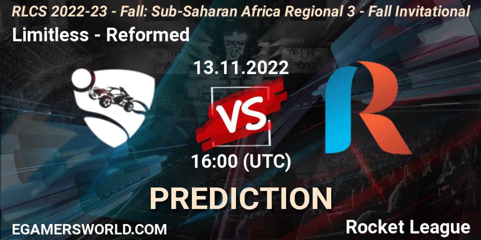 Pronóstico Limitless - Reformed. 13.11.2022 at 16:00, Rocket League, RLCS 2022-23 - Fall: Sub-Saharan Africa Regional 3 - Fall Invitational