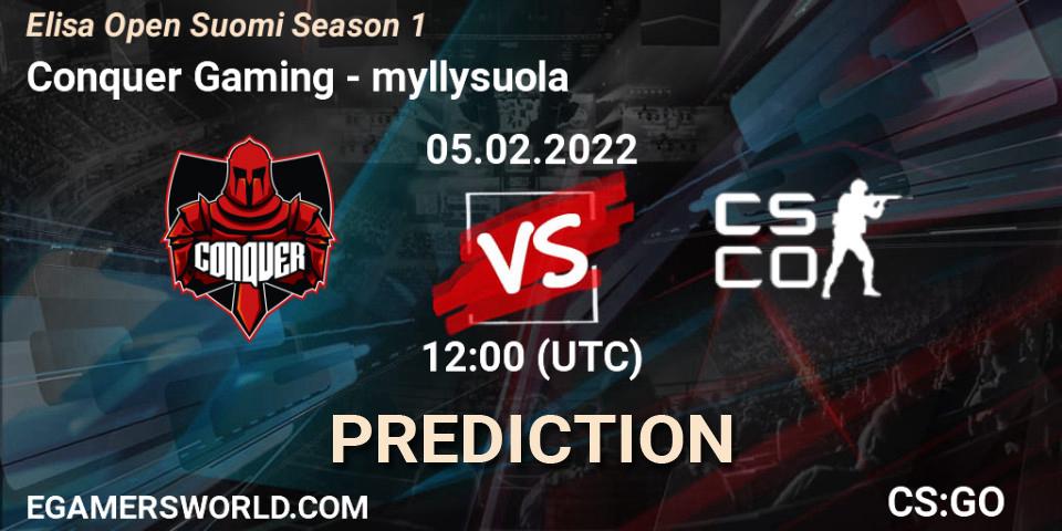 Pronóstico Conquer - myllysuola. 05.02.2022 at 12:00, Counter-Strike (CS2), Elisa Open Suomi Season 1