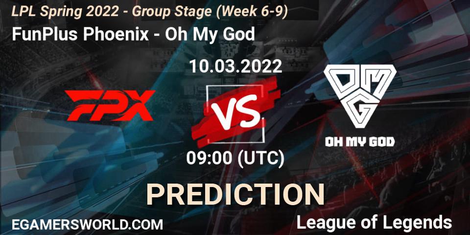 Pronóstico FunPlus Phoenix - Oh My God. 23.03.2022 at 11:00, LoL, LPL Spring 2022 - Group Stage (Week 6-9)