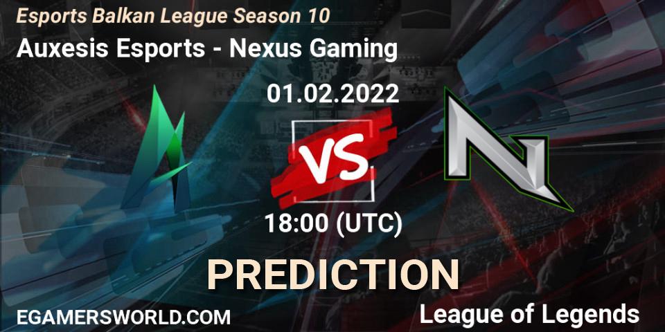 Pronóstico Auxesis Esports - Nexus Gaming. 01.02.2022 at 18:00, LoL, Esports Balkan League Season 10