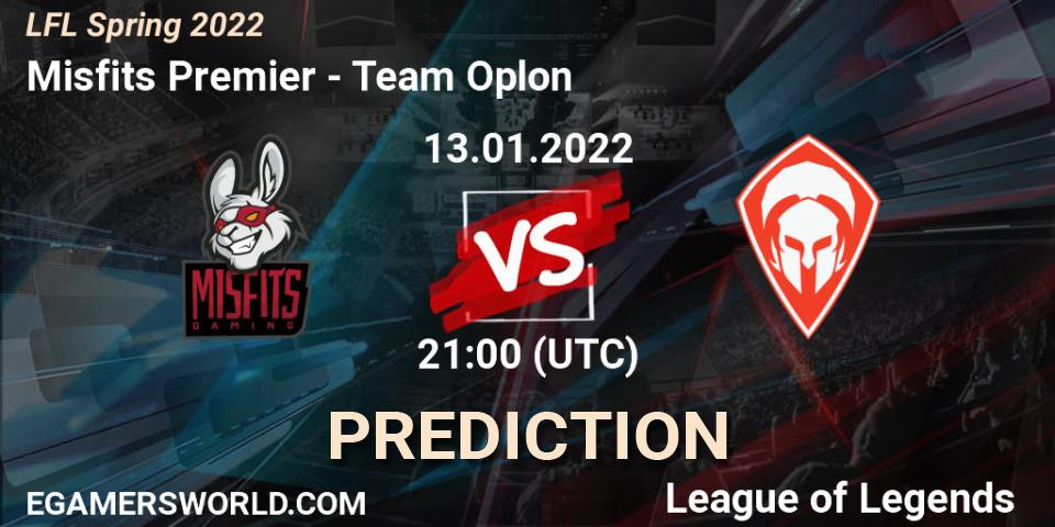 Pronóstico Misfits Premier - Team Oplon. 13.01.2022 at 21:00, LoL, LFL Spring 2022