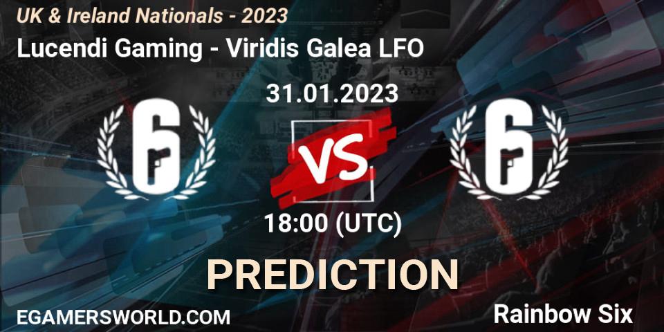 Pronóstico Lucendi Gaming - Viridis Galea LFO. 31.01.2023 at 18:00, Rainbow Six, UK & Ireland Nationals - 2023