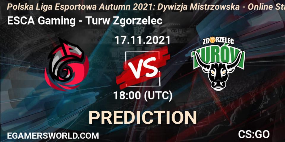 Pronóstico ESCA Gaming - Turów Zgorzelec. 17.11.21, CS2 (CS:GO), Polska Liga Esportowa Autumn 2021: Dywizja Mistrzowska - Online Stage