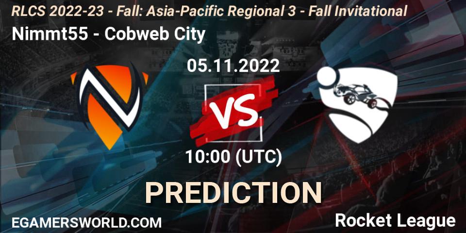 Pronóstico Nimmt55 - Cobweb City. 05.11.2022 at 10:00, Rocket League, RLCS 2022-23 - Fall: Asia-Pacific Regional 3 - Fall Invitational